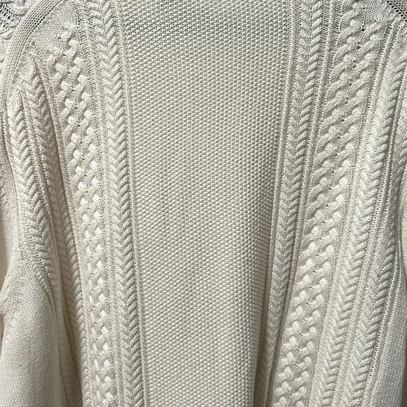 Vince Men's Off White Cable Knit Crewneck Cotton Sweater Size XL - Picture 4 of 10